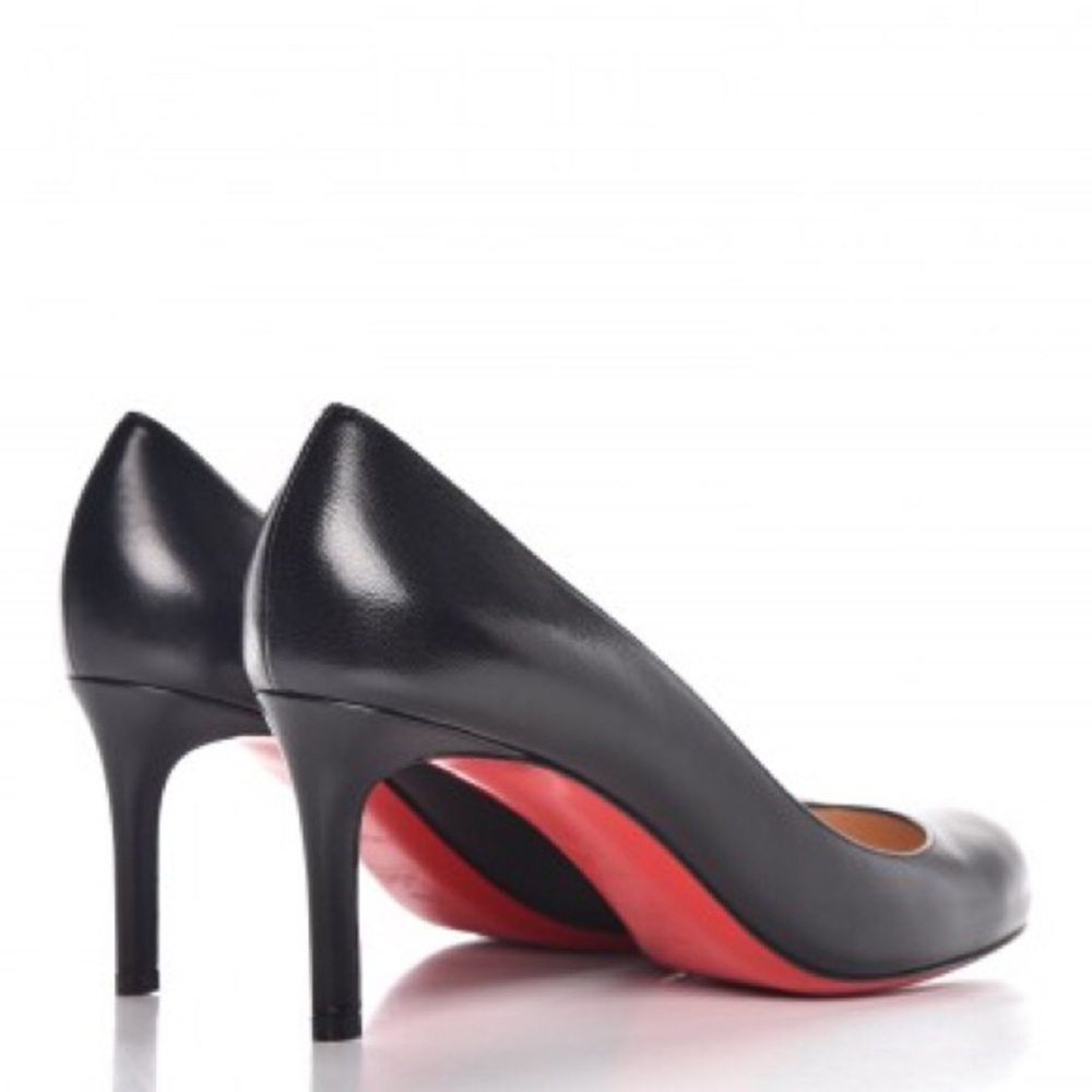 Christian Louboutin Black Leather Pumps with Signature Red Soles